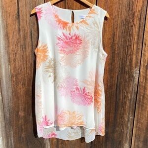 Calvin Klein chiffon Spring-Summer Short Dress. Two layers with floral design